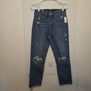 GAP Cheeky Straight High Rise Jeans Women's 27/4R Distressed Button Fly NWT